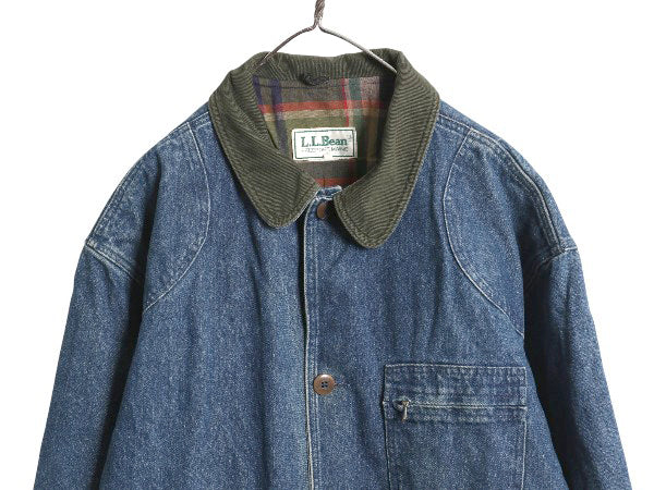 80s エルエルビーン デニム ハンティング ジャケット メンズ XL ヴィンテージ カバーオール フィールド コート ライナー付き 大きいサイズ
