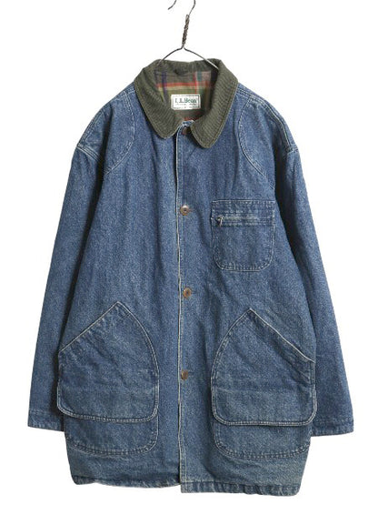 80s エルエルビーン デニム ハンティング ジャケット メンズ XL ヴィンテージ カバーオール フィールド コート ライナー付き 大きいサイズ