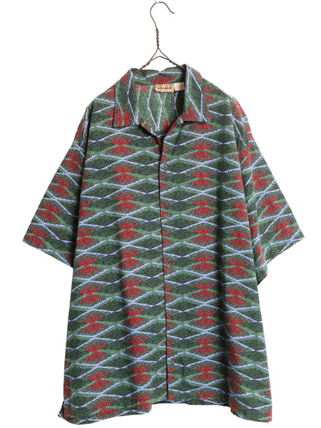 90s ★ パタゴニア A/C プリント シャツ メンズ XL 古着 オールド 93年製 Rマーク 旧タグ 火山 総柄 アロハ ハワイアン ボックス コットン