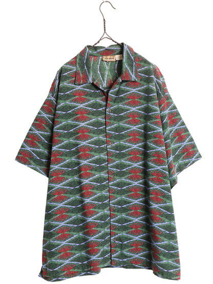 90s ★ パタゴニア A/C プリント シャツ メンズ XL 古着 オールド 93年製 Rマーク 旧タグ 火山 総柄 アロハ ハワイアン ボックス コットン