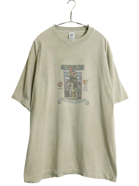 90s USA製 オールド ギャップ イラスト プリント Tシャツ メンズ M / ゴルフ アート カットソー ヘビーウェイト コットン シングルステッチ