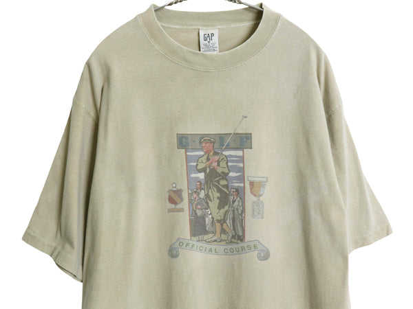 90s USA製 オールド ギャップ イラスト プリント Tシャツ メンズ M / ゴルフ アート カットソー ヘビーウェイト コットン シングルステッチ