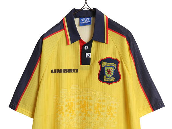90s イギリス製 ☆ アンブロ スコットランド 代表 サッカー ユニフォーム メンズ L / オールド 97 98 当時物 ワールドカップ アウェイ 黄