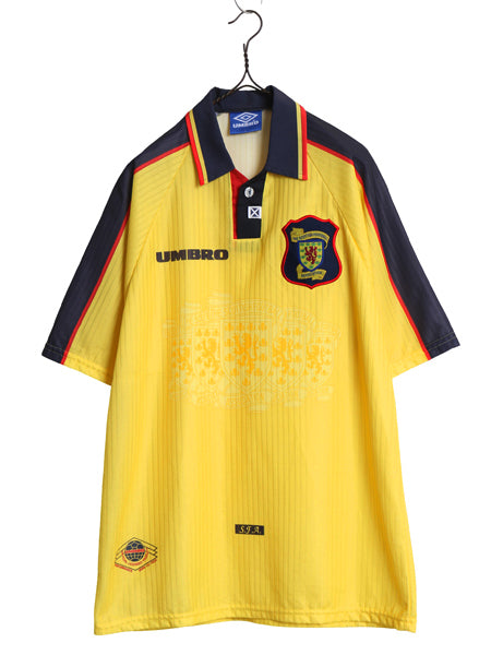 90s イギリス製 ☆ アンブロ スコットランド 代表 サッカー ユニフォーム メンズ L / オールド 97 98 当時物 ワールドカップ アウェイ 黄