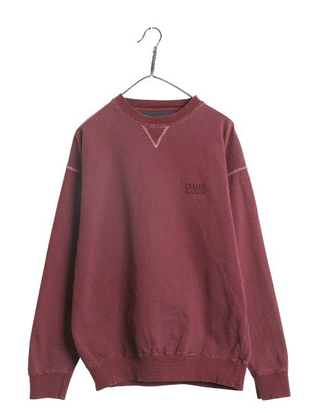 80s チャップス ラルフローレン ロゴ 刺繍 スウェット メンズ S / ヴィンテージ ポロ トレーナー 前V 裏起毛 ヘビーウェイト クルーネック