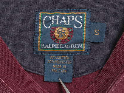 80s チャップス ラルフローレン ロゴ 刺繍 スウェット メンズ S / ヴィンテージ ポロ トレーナー 前V 裏起毛 ヘビーウェイト クルーネック
