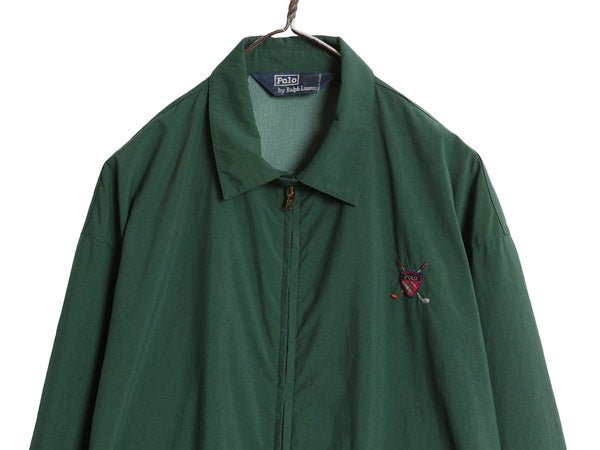 90s ポロ ラルフローレン ナイロン スイングトップ ジャケット メンズ L / オールド ゴルフ フルジップ ジャンパー ブルゾン ワンポイント 