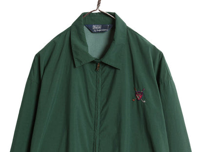 90s ポロ ラルフローレン ナイロン スイングトップ ジャケット メンズ L / オールド ゴルフ フルジップ ジャンパー ブルゾン ワンポイント 