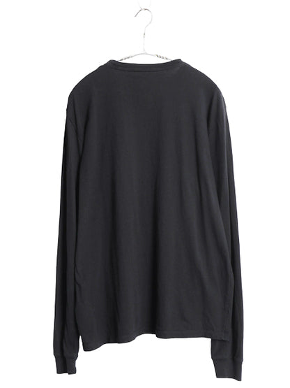 ノースフェイス ロゴ プリント 長袖 Tシャツ メンズ L / アウトドア ロンT ロングスリーブ クルーネック カットソー モノトーン ブラック