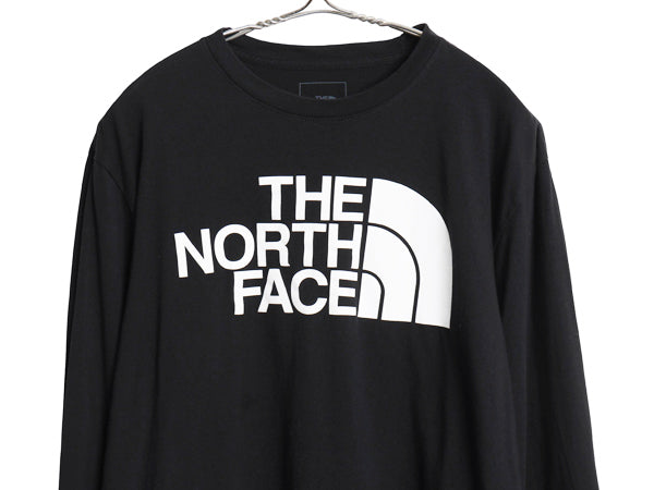 ノースフェイス ロゴ プリント 長袖 Tシャツ メンズ L / アウトドア ロンT ロングスリーブ クルーネック カットソー モノトーン ブラック