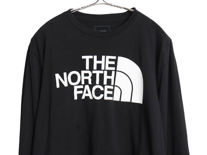 ノースフェイス ロゴ プリント 長袖 Tシャツ メンズ L / アウトドア ロンT ロングスリーブ クルーネック カットソー モノトーン ブラック