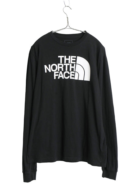 ノースフェイス ロゴ プリント 長袖 Tシャツ メンズ L / アウトドア ロンT ロングスリーブ クルーネック カットソー モノトーン ブラック