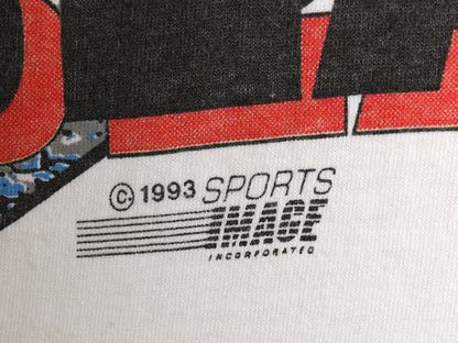 90s USA製 ナスカー イラスト プリント Tシャツ メンズ XL オールド オフィシャル グラフィック モータースポーツ レース 大きいサイズ 白