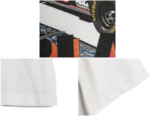 90s USA製 ナスカー イラスト プリント Tシャツ メンズ XL オールド オフィシャル グラフィック モータースポーツ レース 大きいサイズ 白