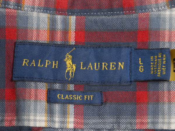 ラルフローレン チェック 長袖 ボタンダウン シャツ メンズ L / 古着 ポロ CLASSIC FIT オックスフォード コットン ワンポイント ポニー BD