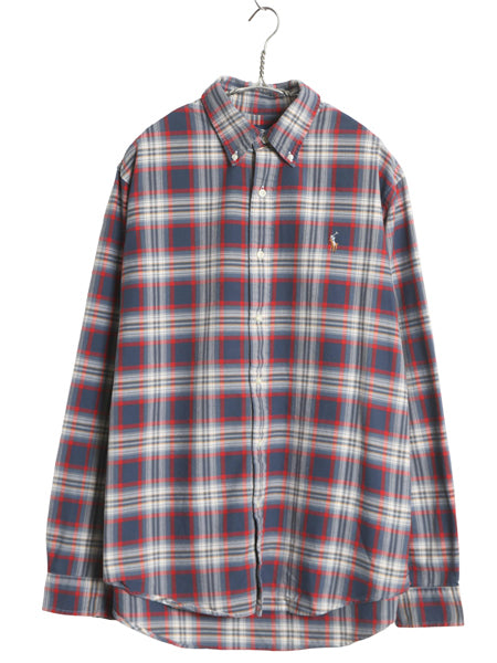 ラルフローレン チェック 長袖 ボタンダウン シャツ メンズ L / 古着 ポロ CLASSIC FIT オックスフォード コットン ワンポイント ポニー BD