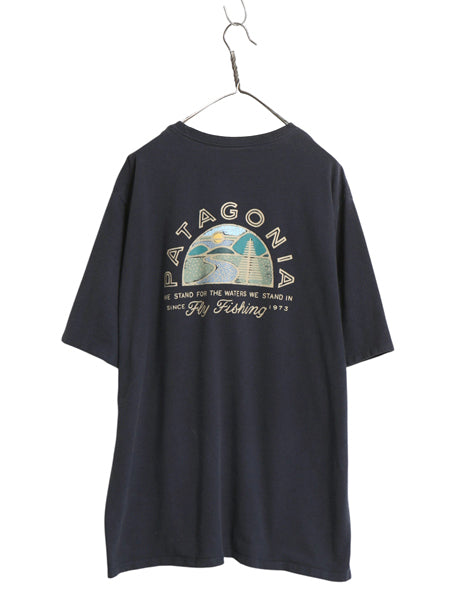 パタゴニア 両面 プリント 半袖 Tシャツ メンズ XXL / 22年製 アウトドア 大きいサイズ グラフィック アート イラスト バックプリント 紺 