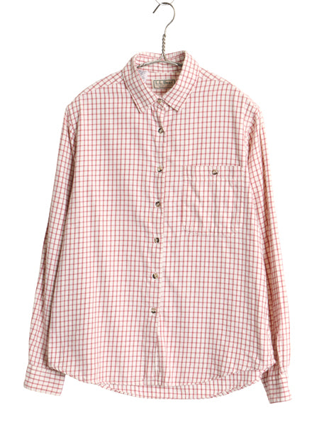 80s エルエルビーン チェック 長袖 フランネル シャツ レディース M 程 古着 ヴィンテージ コットン ネルシャツ ツートン アウトドア ネル