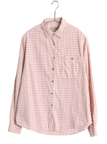 80s エルエルビーン チェック 長袖 フランネル シャツ レディース M 程 古着 ヴィンテージ コットン ネルシャツ ツートン アウトドア ネル