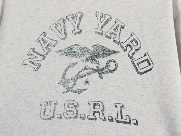 ポロ ラルフローレン 3段 プリント スウェット メンズ M / ヴィンテージ モデル USN ミリタリー タイプ トレーナー 裏起毛 オートミール