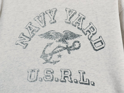 ポロ ラルフローレン 3段 プリント スウェット メンズ M / ヴィンテージ モデル USN ミリタリー タイプ トレーナー 裏起毛 オートミール