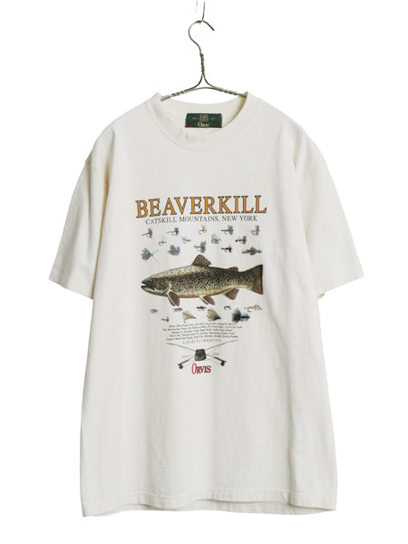 90s オービス フィッシュ イラスト プリント Tシャツ メンズ L 程/ オールド アウトドア アート グラフィック フィッシング ヘビーウェイト