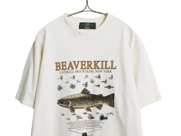 90s オービス フィッシュ イラスト プリント Tシャツ メンズ L 程/ オールド アウトドア アート グラフィック フィッシング ヘビーウェイト