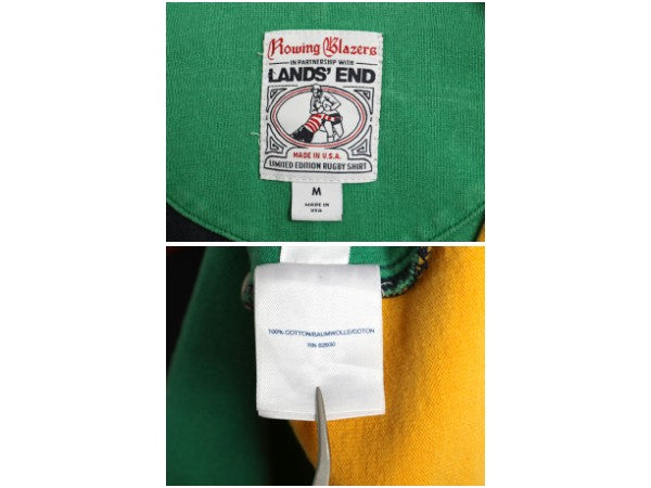 USA製 ランズエンド 長袖 ラガーシャツ メンズ M ラグビー 長袖シャツ ポロシャツ コットン クレイジー パターン カットソー マルチカラー