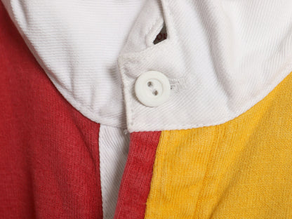 USA製 ランズエンド 長袖 ラガーシャツ メンズ M ラグビー 長袖シャツ ポロシャツ コットン クレイジー パターン カットソー マルチカラー