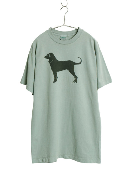 90s USA製 The Black Dog ドッグ イラスト プリント Tシャツ メンズ レディース L / オールド アニマル キャラクター シングルステッチ 緑