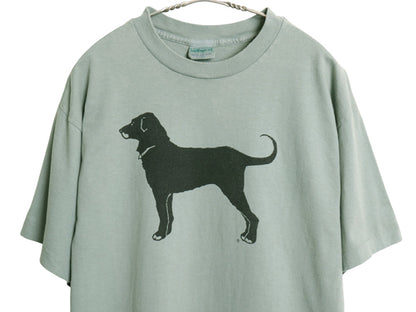 90s USA製 The Black Dog ドッグ イラスト プリント Tシャツ メンズ レディース L / オールド アニマル キャラクター シングルステッチ 緑