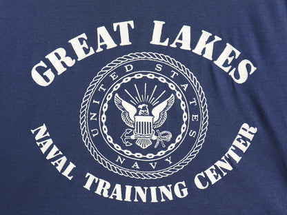 80s USA製 US NAVY 3段 プリント 半袖 Tシャツ メンズ M / ヴィンテージ シングルステッチ カットソー ミリタリー 軍物 海軍 USN ネイビー