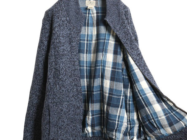 エルエルビーン フルジップ ニット セーター ジャケット メンズ XL / ドライバーズ ラム ウール カーディガン ライナー付き 大きいサイズ