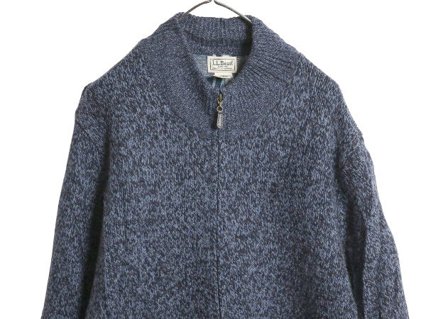 エルエルビーン フルジップ ニット セーター ジャケット メンズ XL / ドライバーズ ラム ウール カーディガン ライナー付き 大きいサイズ