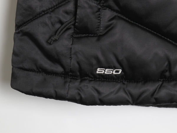US企画 ノースフェイス ナイロン ダウン ベスト レディース S フルジップ キルティング アウトドア 550フィル 重ね着 前開き ハイネック 黒