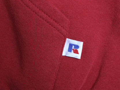 90s ラッセル カレッジ プリント スウェット フード パーカー メンズ レディース XXL / オールド トレーナー 裏起毛 大きいサイズ スポーツ