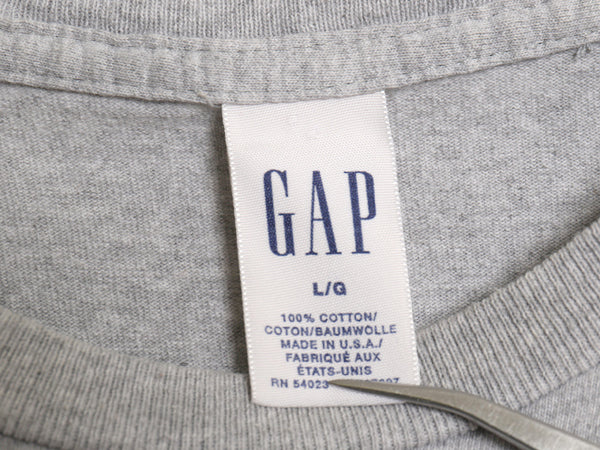 00s USA製 オールド ギャップ プリント 半袖 Tシャツ メンズ レディース L クルーネック ヘビーウェイト カットソー コットン トップス 灰