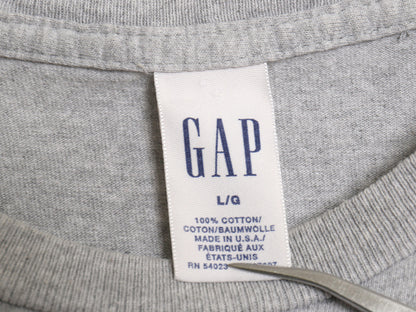00s USA製 オールド ギャップ プリント 半袖 Tシャツ メンズ レディース L クルーネック ヘビーウェイト カットソー コットン トップス 灰
