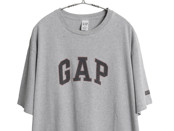 00s USA製 オールド ギャップ プリント 半袖 Tシャツ メンズ レディース L クルーネック ヘビーウェイト カットソー コットン トップス 灰