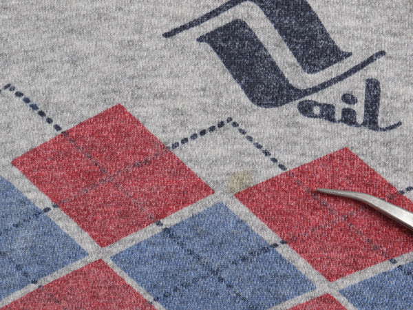 80s USA製 チャンピオン アーガイル 染込み プリント スウェット L 小さめ メンズ レディース S 程 ヴィンテージ トレーナー 裏起毛 杢灰