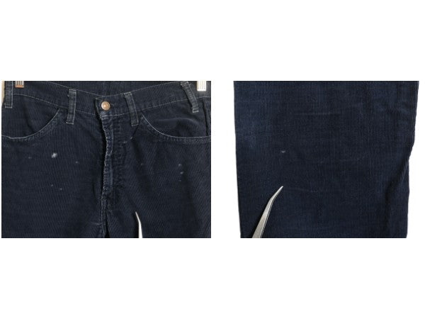 70s USA製 リーバイス 519 コーデュロイ パンツ メンズ 30 34 古着 ヴィンテージ スリム ストレート 細畝 コーズ 42 TALON 細身 ネイビー