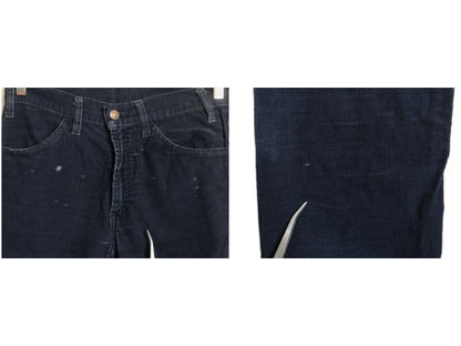 70s USA製 リーバイス 519 コーデュロイ パンツ メンズ 30 34 古着 ヴィンテージ スリム ストレート 細畝 コーズ 42 TALON 細身 ネイビー