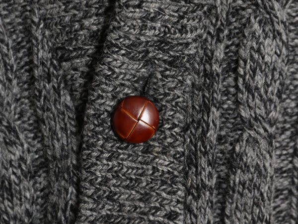 90s USA製 エディーバウアー ショールカラー ニット カーディガン メンズ M / オールド 黒タグ ウール セーター 本革レザー エルボーパッチ