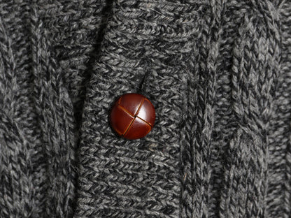 90s USA製 エディーバウアー ショールカラー ニット カーディガン メンズ M / オールド 黒タグ ウール セーター 本革レザー エルボーパッチ