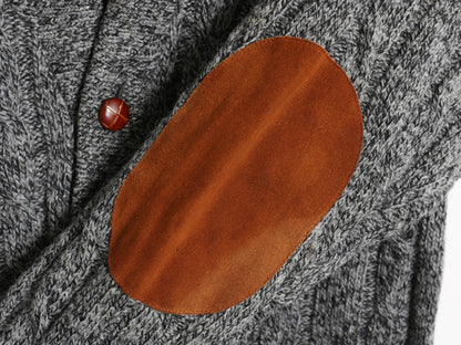 90s USA製 エディーバウアー ショールカラー ニット カーディガン メンズ M / オールド 黒タグ ウール セーター 本革レザー エルボーパッチ