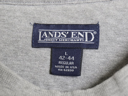 90s USA製 ランズエンド 無地 スウェット メンズ レディース L / 古着 オールド トレーナー 裏起毛 ヘビーウェイト ブランク 霜降り グレー