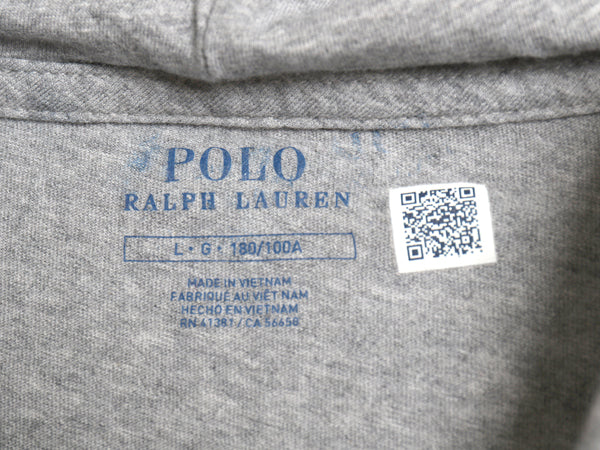 ポロ ラルフローレン フード付き 長袖 Tシャツ メンズ L / コットン ロンT フード パーカー プルオーバー カットソー シンプル 薄手 グレー