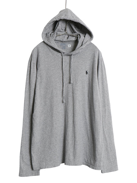 ポロ ラルフローレン フード付き 長袖 Tシャツ メンズ L / コットン ロンT フード パーカー プルオーバー カットソー シンプル 薄手 グレー