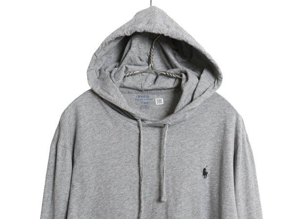 ポロ ラルフローレン フード付き 長袖 Tシャツ メンズ L / コットン ロンT フード パーカー プルオーバー カットソー シンプル 薄手 グレー
