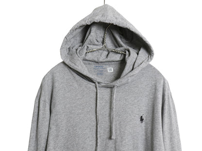 ポロ ラルフローレン フード付き 長袖 Tシャツ メンズ L / コットン ロンT フード パーカー プルオーバー カットソー シンプル 薄手 グレー